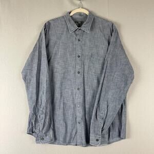Vince Polka Dot Shirt Mens Extra Large XL Blue Button Up Long Sleeve‎ Classic